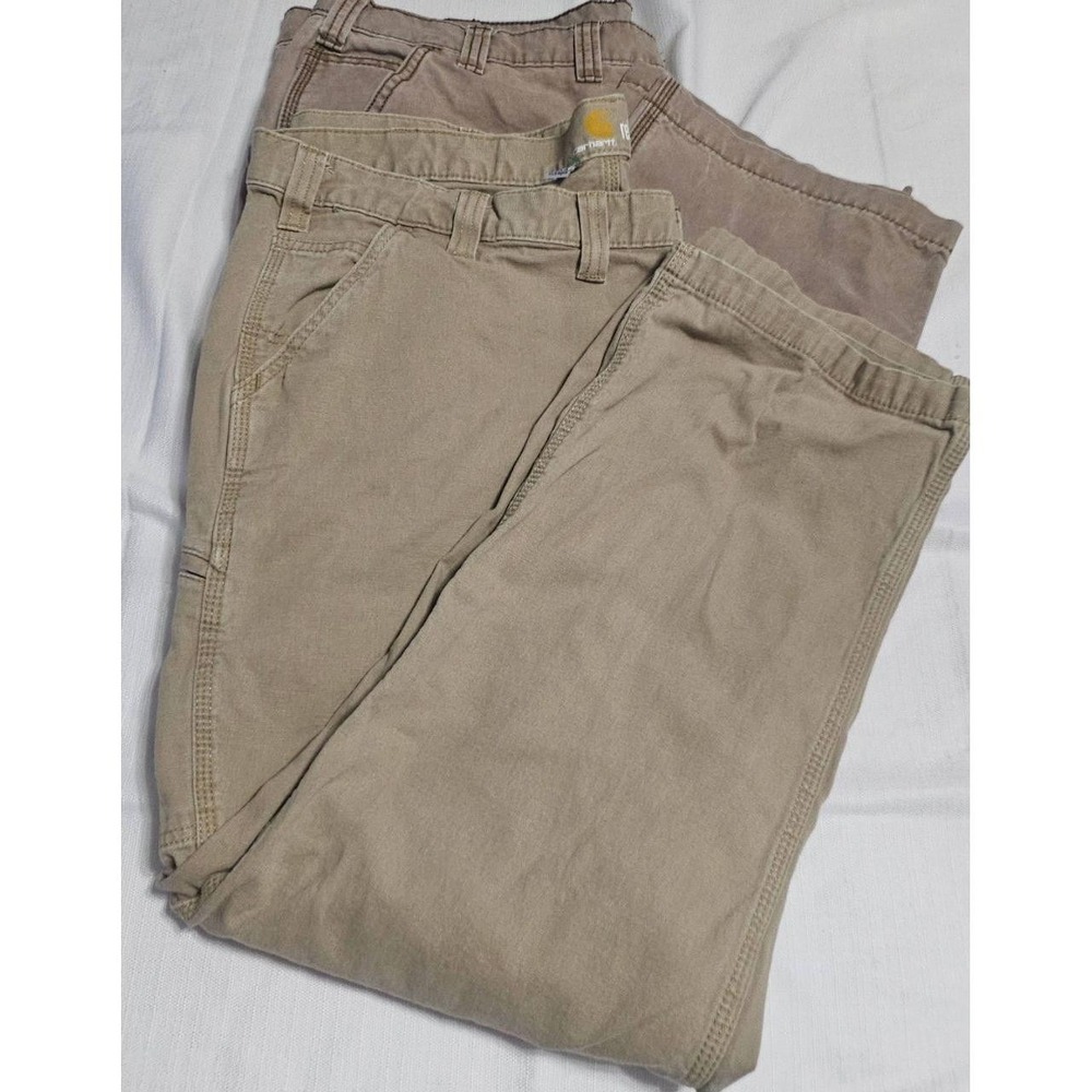 Carhartt Relaxed Fit Cargo Pants 44x30 Beige Cotton Work Utility Mens Lot of 2